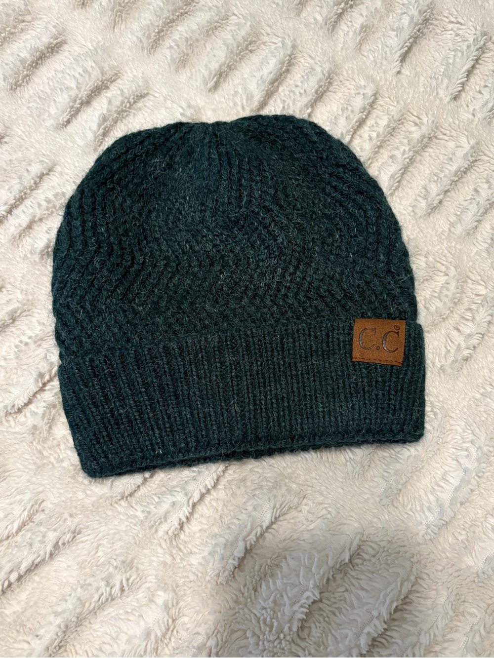 C.C Dark Green Knit Beanie - Cozy Winter Hat